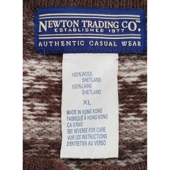 Newton Trading Co. Wool Sweater Women's  Full Zip Size XL Brown Grannycore - Picture 3 of 4